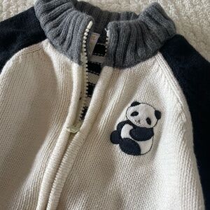 GYMBOREE ZIP UP CARDIGAN SWEATER PANDA BEAR DESIGN 18-24 MONTHS